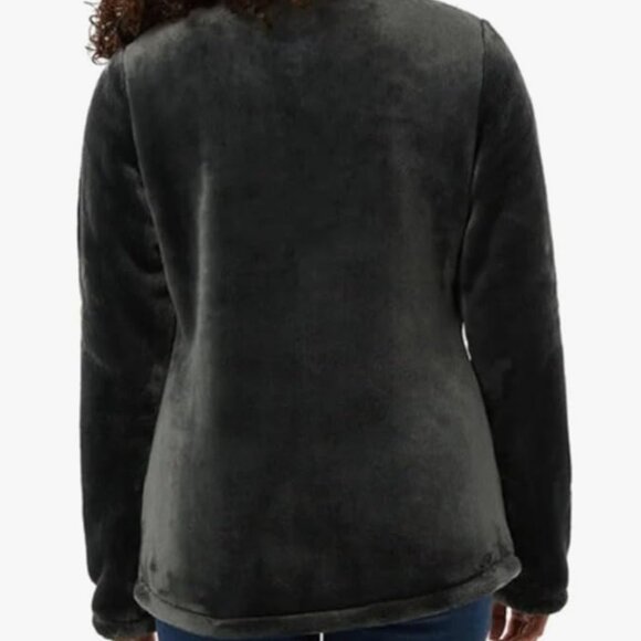 32 Degrees Plush Faux Fur Jacket, Full Zip, Soft & Cozy, XS, Dark Green - Picture 3 of 4